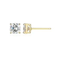 Lab Created 1.92 cttw Moissanite Cushion Stud Earrings 18K Yellow Gold or Platinum Plated Sterling Silver