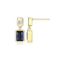 Lab Created 18K Yellow Gold Plated Sterling Silver Women's Emerald or Sapphire Drop Earrings
