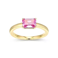 Lab Created 18K Yellow Gold Plated Sterling Silver Women's Gemstone Stackable Ring