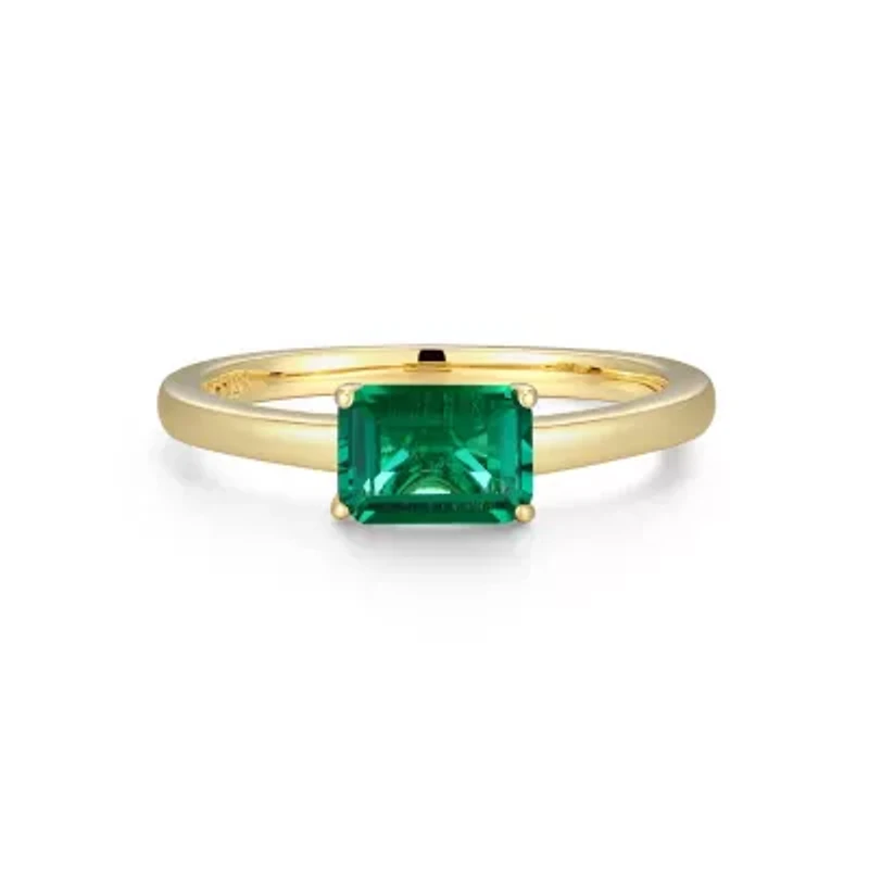Lab Created 18K Yellow Gold Plated Sterling Silver Women's Gemstone Stackable Ring