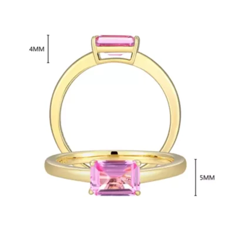 Lab Created 18K Yellow Gold Plated Sterling Silver Women's Gemstone Stackable Ring
