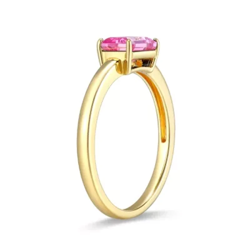 Lab Created 18K Yellow Gold Plated Sterling Silver Women's Gemstone Stackable Ring