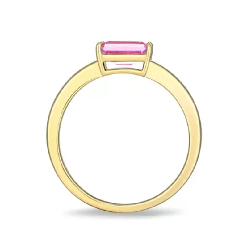 Lab Created 18K Yellow Gold Plated Sterling Silver Women's Gemstone Stackable Ring