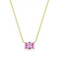 Lab Created 18K Yellow Gold Plated Sterling Silver Women's Gemstone Pendant Necklace