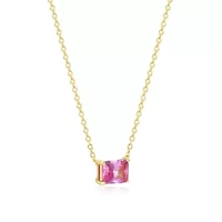 Lab Created 18K Yellow Gold Plated Sterling Silver Women's Gemstone Pendant Necklace