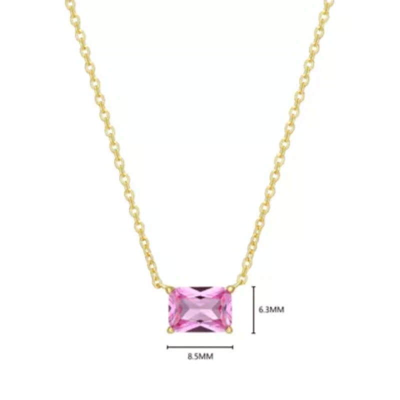 Lab Created 18K Yellow Gold Plated Sterling Silver Women's Gemstone Pendant Necklace