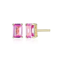 Lab Created 18K Yellow Gold Plated Sterling Silver Women's Gemstone Stud Earrings