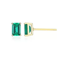 Lab Created 18K Yellow Gold Plated Sterling Silver Women's Gemstone Stud Earrings