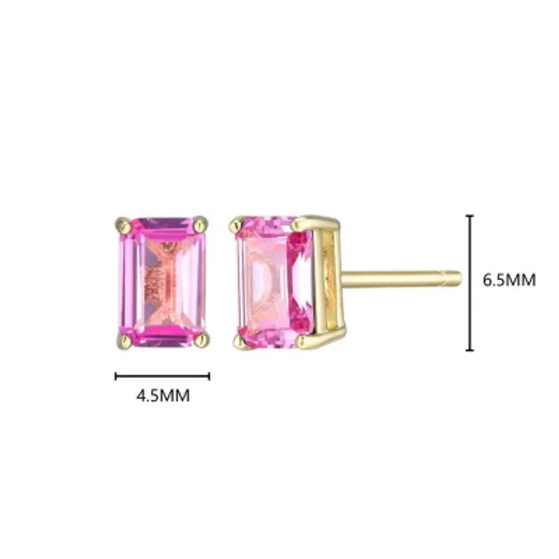 Lab Created 18K Yellow Gold Plated Sterling Silver Women's Gemstone Stud Earrings