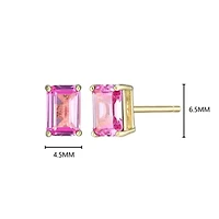 Lab Created 18K Yellow Gold Plated Sterling Silver Women's Gemstone Stud Earrings