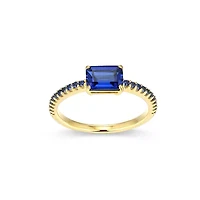 Lab Created 18K Yellow Gold Plated Sterling Silver Women's Ruby or Sapphire Stackable Ring