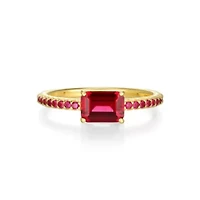 Lab Created 18K Yellow Gold Plated Sterling Silver Women's Ruby or Sapphire Stackable Ring