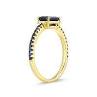 Lab Created 18K Yellow Gold Plated Sterling Silver Women's Ruby or Sapphire Stackable Ring