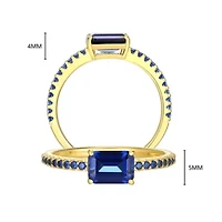 Lab Created 18K Yellow Gold Plated Sterling Silver Women's Ruby or Sapphire Stackable Ring