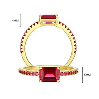 Lab Created 18K Yellow Gold Plated Sterling Silver Women's Ruby or Sapphire Stackable Ring