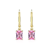 Lab Created 18K Yellow Gold Plated Sterling Silver Women's Gemstone Leverback Drop Earrings