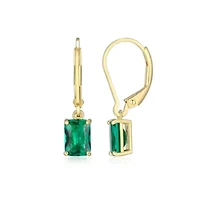 Lab Created 18K Yellow Gold Plated Sterling Silver Women's Gemstone Leverback Drop Earrings