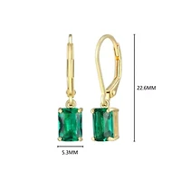 Lab Created 18K Yellow Gold Plated Sterling Silver Women's Gemstone Leverback Drop Earrings