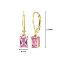 Lab Created 18K Yellow Gold Plated Sterling Silver Women's Gemstone Leverback Drop Earrings