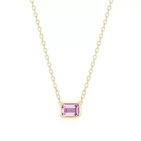 Lab Created 18K Yellow Gold Plated Sterling Silver Women's Gemstone Bezel-Set Pendant Necklace