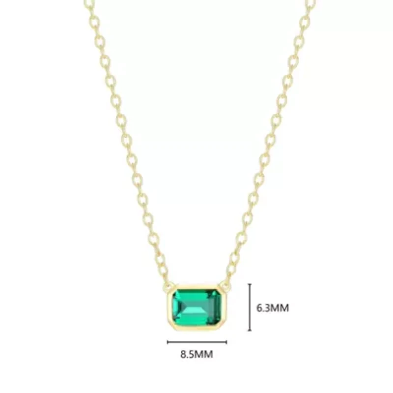 Lab Created 18K Yellow Gold Plated Sterling Silver Women's Gemstone Bezel-Set Pendant Necklace