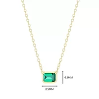 Lab Created 18K Yellow Gold Plated Sterling Silver Women's Gemstone Bezel-Set Pendant Necklace