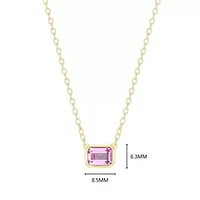 Lab Created 18K Yellow Gold Plated Sterling Silver Women's Gemstone Bezel-Set Pendant Necklace