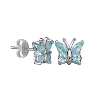 Genuine Gemstone Butterfly Earrings Sterling Silver