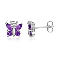 Genuine Gemstone Butterfly Earrings Sterling Silver