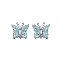 Genuine Gemstone Butterfly Earrings Sterling Silver