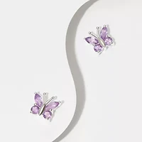 Genuine Gemstone Butterfly Earrings Sterling Silver