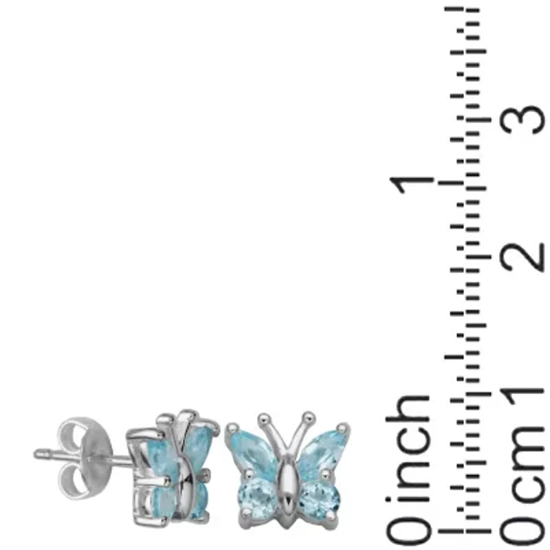 Genuine Gemstone Butterfly Earrings Sterling Silver
