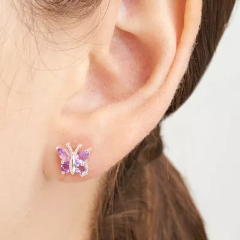 Genuine Gemstone Butterfly Earrings Sterling Silver