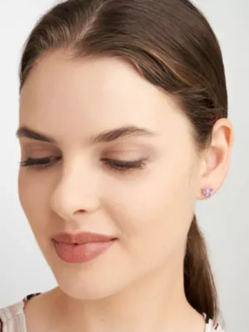 Genuine Gemstone Butterfly Earrings Sterling Silver