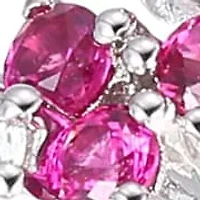 Gemstone Flower Ring Rhodium Plated Sterling Silver