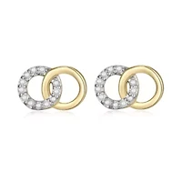1/10 cttw Diamond Twin Circle Stud Earrings in 14k Yellow Gold