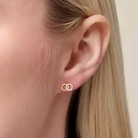 1/10 cttw Diamond Twin Circle Stud Earrings in 14k Yellow Gold