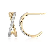 1/6 cttw Diamond Crossover Style Earrings in 14k Yellow Gold