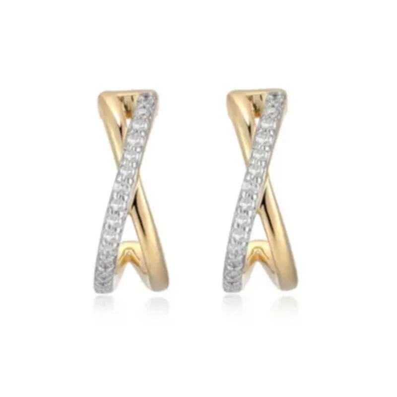 1/6 cttw Diamond Crossover Style Earrings in 14k Yellow Gold
