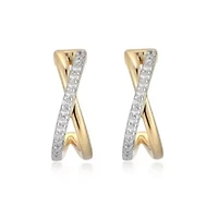 1/6 cttw Diamond Crossover Style Earrings in 14k Yellow Gold