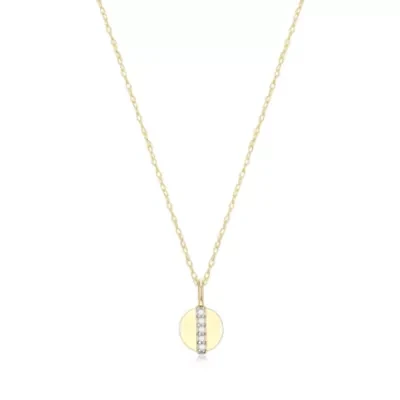 1/20 cttw Diamon Disc Pendant in 14k Yellow Gold With 18" Rope Chain
