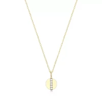 1/20 cttw Diamon Disc Pendant in 14k Yellow Gold With 18" Rope Chain