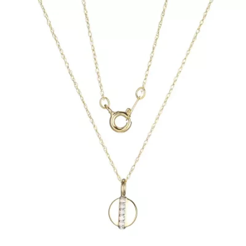 1/20 cttw Diamon Disc Pendant in 14k Yellow Gold With 18" Rope Chain