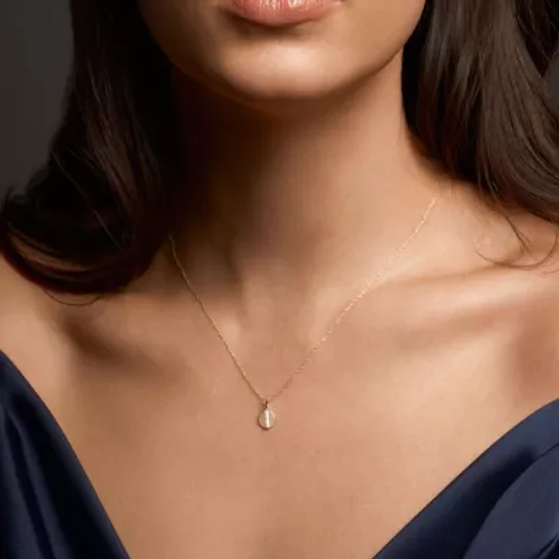 1/20 cttw Diamon Disc Pendant in 14k Yellow Gold With 18" Rope Chain