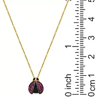10k Yellow Gold Genuine Ruby and Black Sapphire Ladybug Pendant Necklace