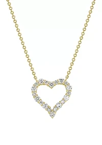 Lab Created 18k Yellow Gold over Sterling Silver Heart Necklace Featuring 1/2 CT TW Lab Grown Diamond