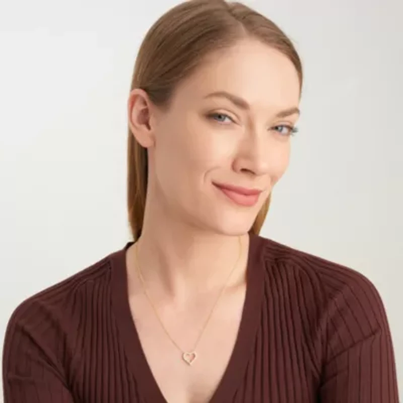Lab Created 18k Yellow Gold over Sterling Silver Heart Necklace Featuring 1/2 CT TW Lab Grown Diamond