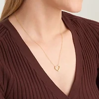 Lab Created 18k Yellow Gold over Sterling Silver Heart Necklace Featuring 1/2 CT TW Lab Grown Diamond
