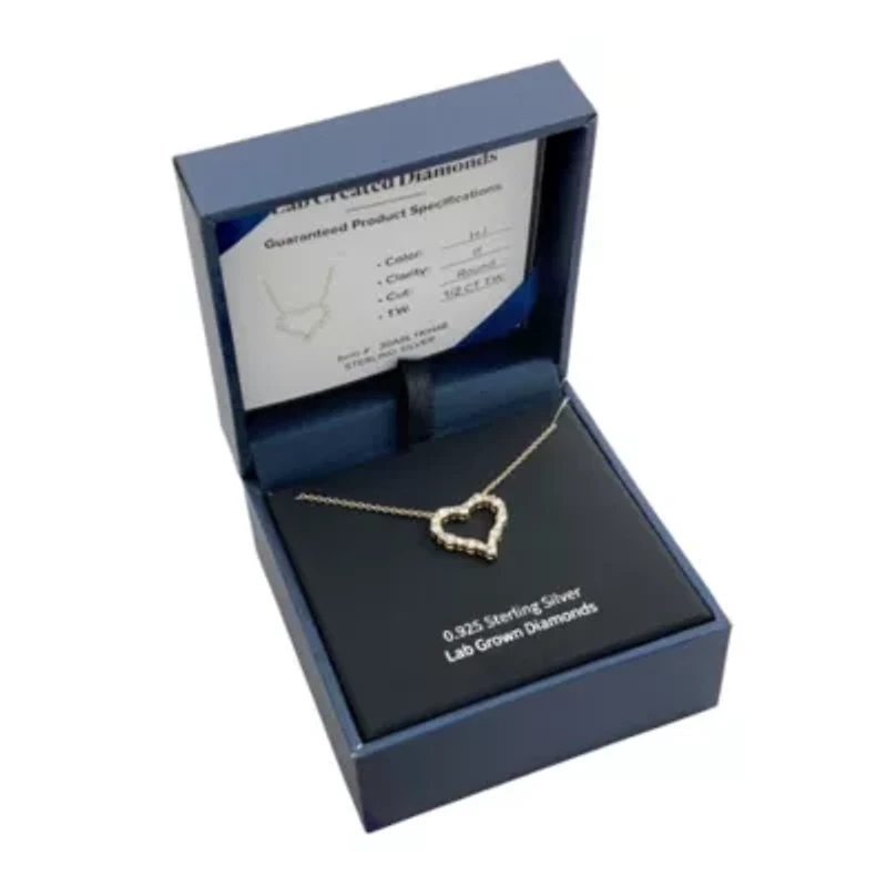 Lab Created 18k Yellow Gold over Sterling Silver Heart Necklace Featuring 1/2 CT TW Lab Grown Diamond