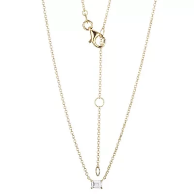 Lab Created 1/4 CT TW Lab Grown Diamond Baguette Necklacein 18K Gold Over Sterling Silver